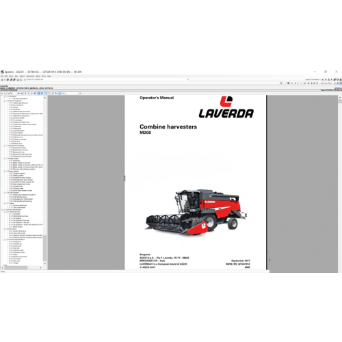 Agco Laverda Europe UK [01.2021] Parts Books & Workshop Service Manuals