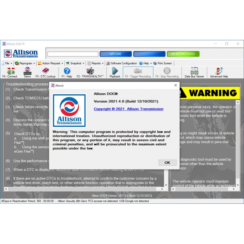 Universal Allison DOC Full Version v2021.5[update 2022.06] + Gen 5 Data Files With Programming Allison Transmission Diagnostic Software 