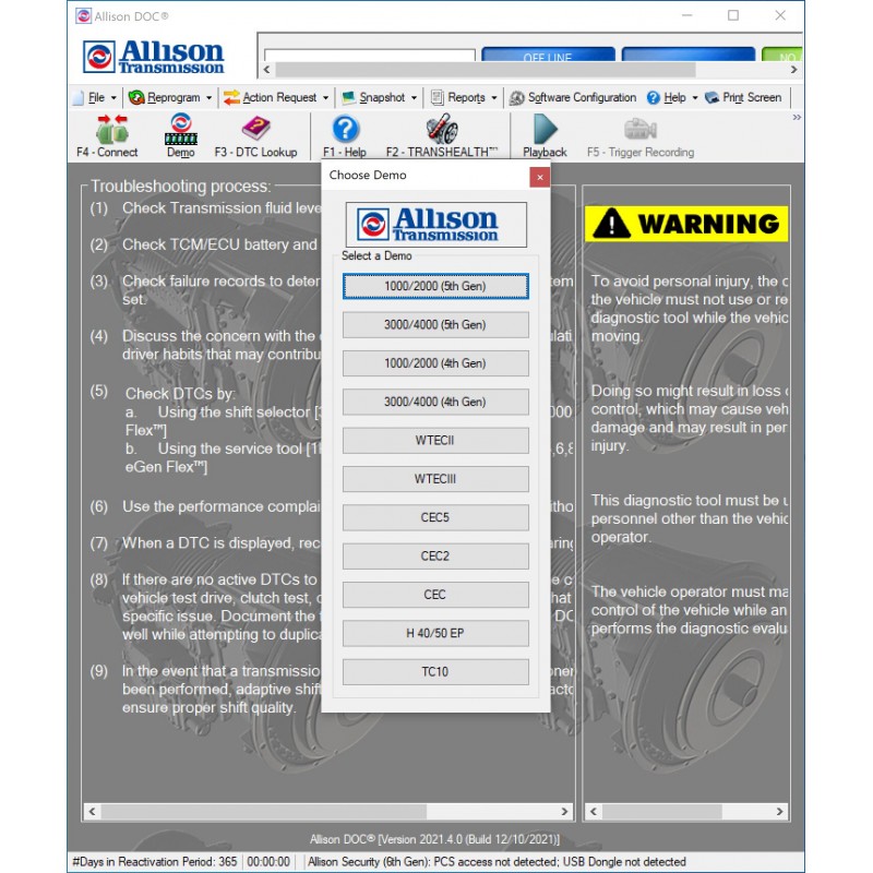 Universal Allison DOC Full Version v2021.5[update 2022.06] + Gen 5 Data Files With Programming Allison Transmission Diagnostic Software 