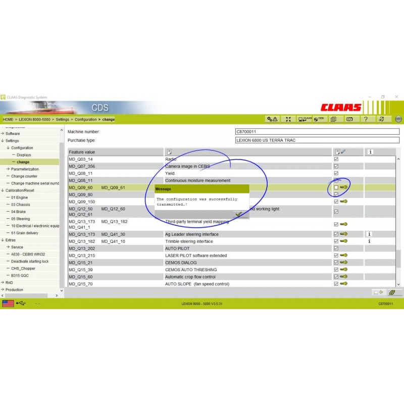 CLAAS CDS 7.5.1 (Runtime 3.5.0) CLAAS Diagnostic System [05.2021] Developer Level Support Protected Parameters 