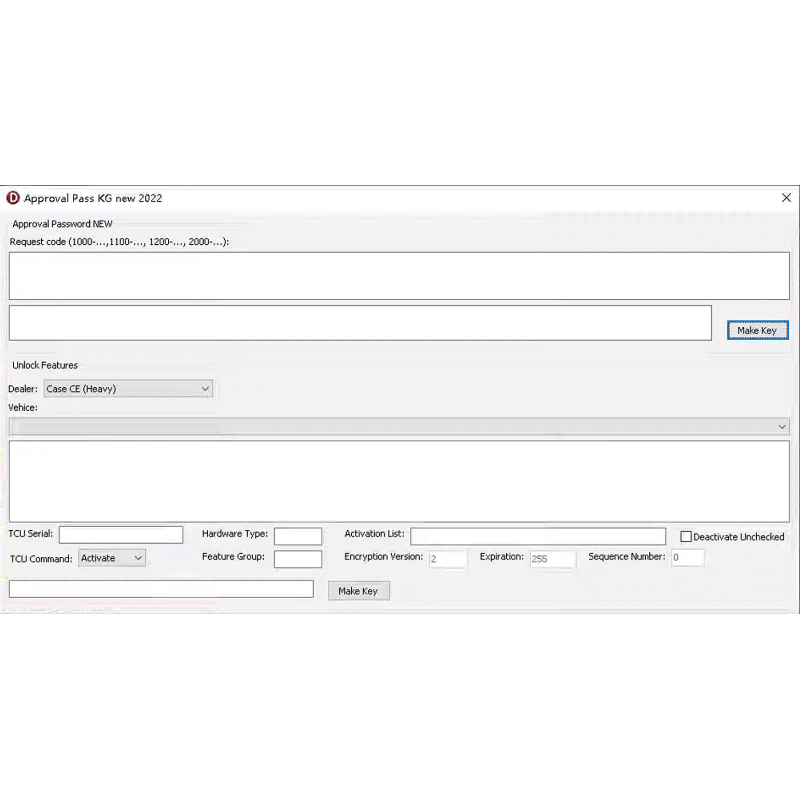 CNH APPROVAL PASSWORD Generator (Long passwords for setting speed limiter values) for 1100,1200,2000 Type and TCU Serial Unlock