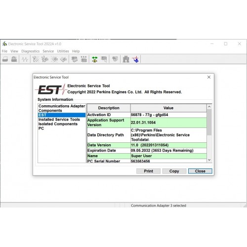 Perkins Electronic Service Tool 2022A 2023A v1.0 Perkins EST Diagnostic software