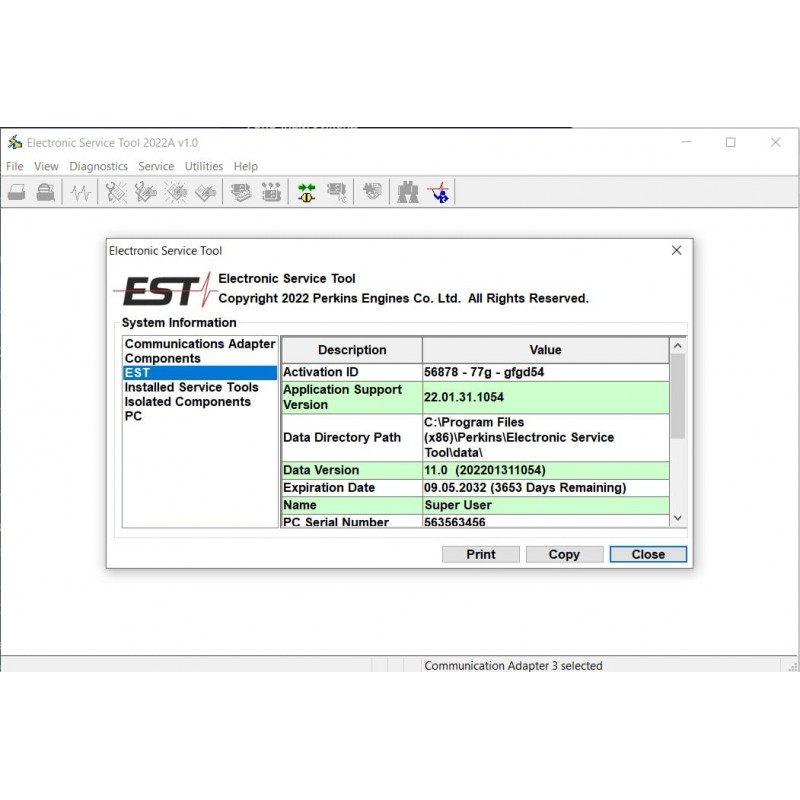 Perkins Electronic Service Tool 2022A 2023A v1.0 Perkins EST Diagnostic software 