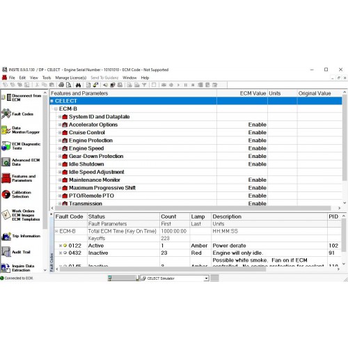 Cummins Insite 8.9 fleet count and diagnostic English only