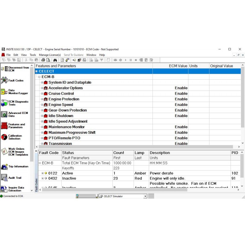 Cummins Insite 8.9 fleet count and diagnostic English only 