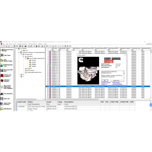 Cummins Insite 8.9 fleet count and diagnostic English only