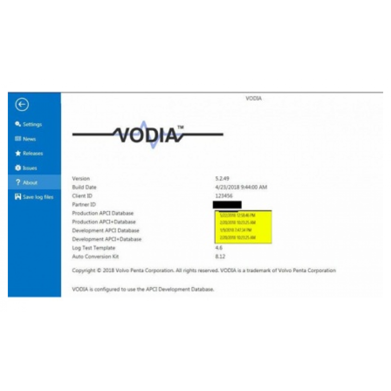 Volvo Vodia Penta VODIA 5.2.50 Activation works with VOCOM with One Time Free 